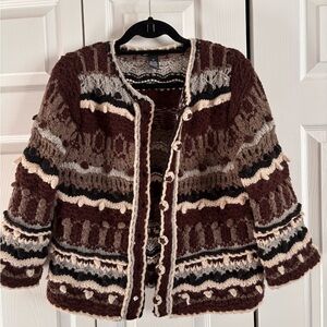 Carole Little Brown and Cream Knit Cardigan